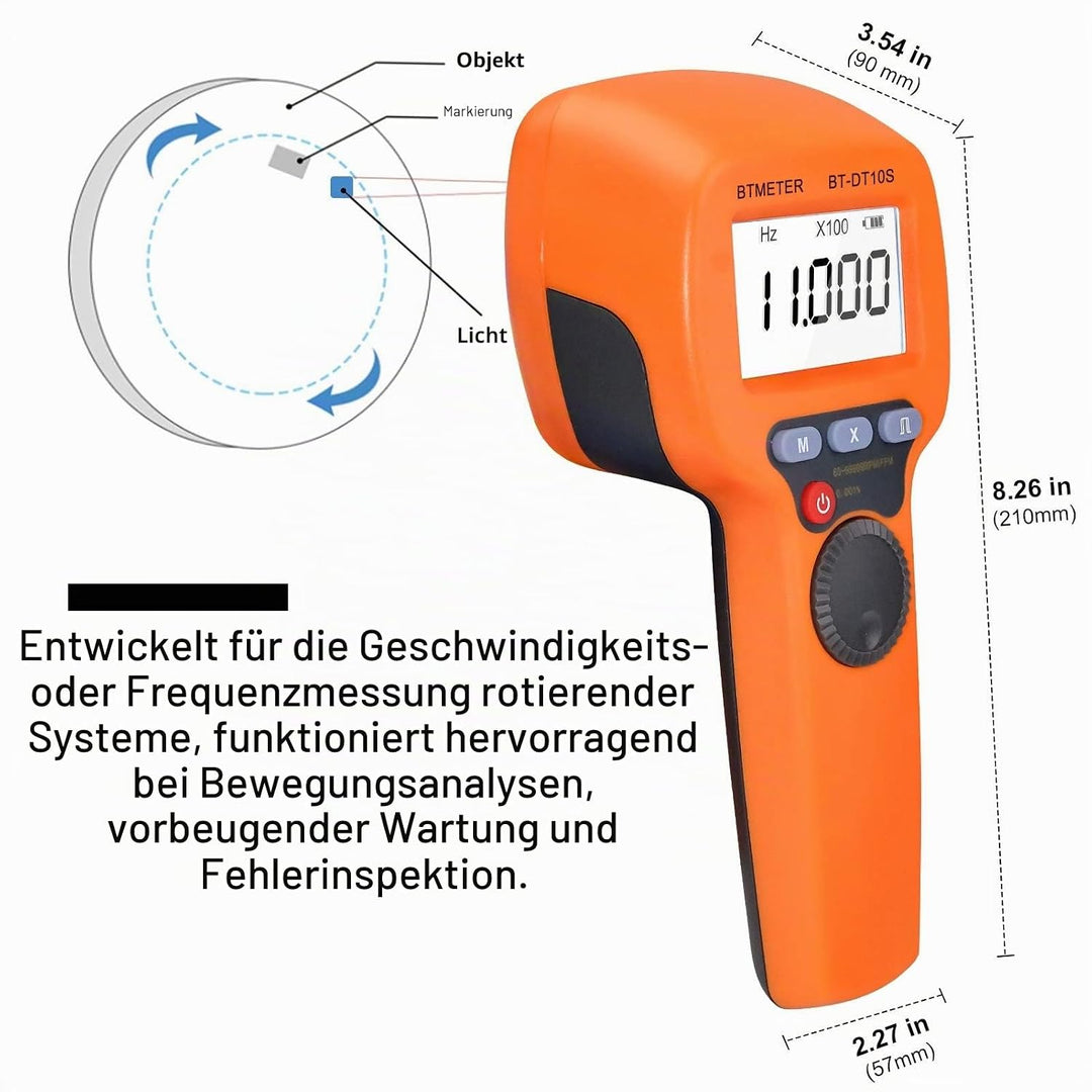BTMETER Digitales Handheld-Stroboskop BT-DT10S, LED-Blitz-Strobe-Tachometer, 60~49999 FPM-Geschwindi