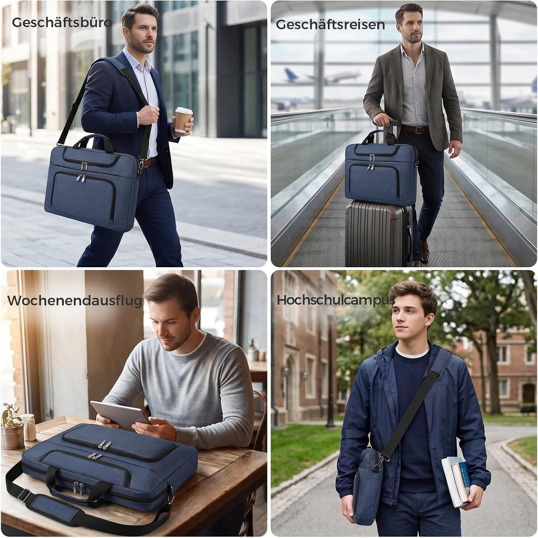 BERTASCHE Laptoptasche 17 Zoll - 17,3 Zoll Notebooktasche für Herren Damen, Computertasche für Reise