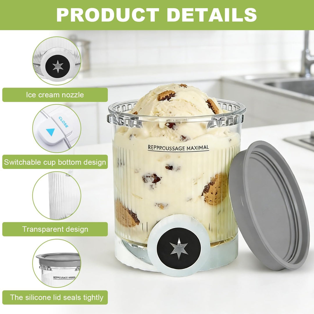 4 Stück Ninja Swirl Creami Behälter 500 ml Eisbehälter-für Ninja Creami NC701 & NC700 Serie Eismasch