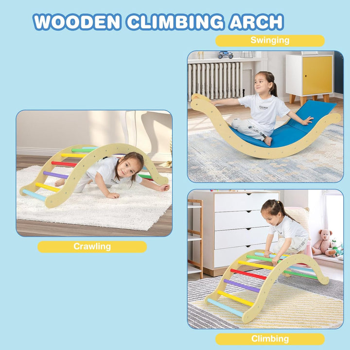 LIFEZEAL 3 in 1 Kletterdreieck mit Rutsche, Klettergerüst Set bis zu 60 kg, Kletterbogen Kinder aus