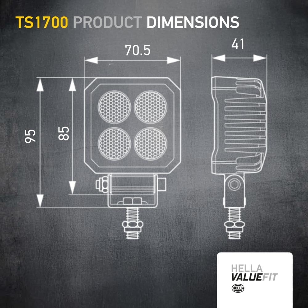 HELLA - LED-Arbeitsscheinwerfer - Valuefit TS1700 - 12/24V - 1700lm - geschraubt/Anbau - schwenkbare