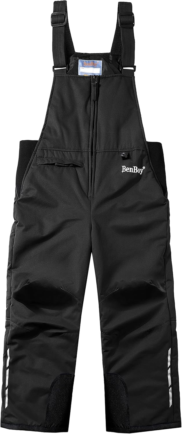 BenBoy Kinder Skihose Schneehose Wasserdicht Softshellhose Gefüttert Warm Hosenträgerhose Latzhose W