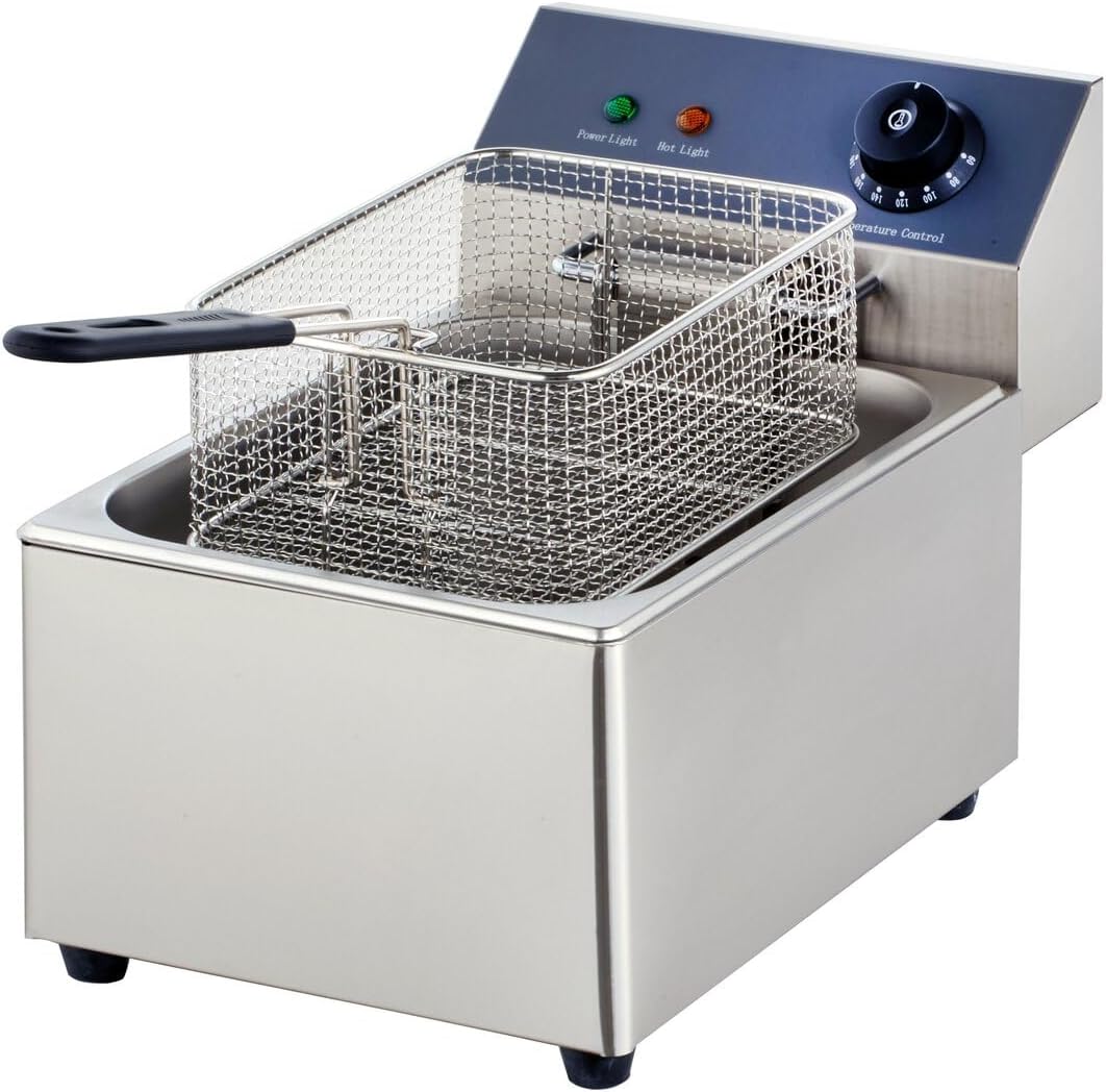 GastroHero Elektro Fritteuse 6L I Edelstahl-Fritteuse mit Thermostat und Überhitzungsschutz I Kompak