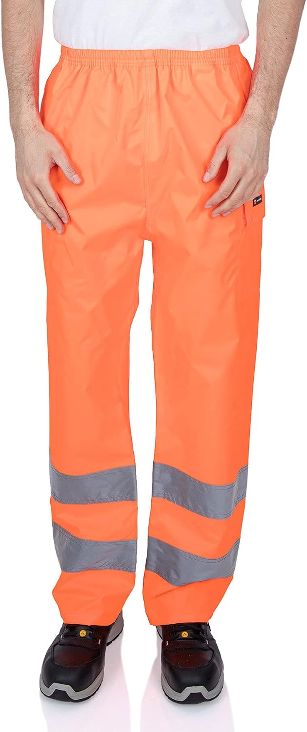 Mivaro Herren Warnschutz Regenhose Regenarbeitshose EN ISO 20471 XL Neonorange, XL Neonorange