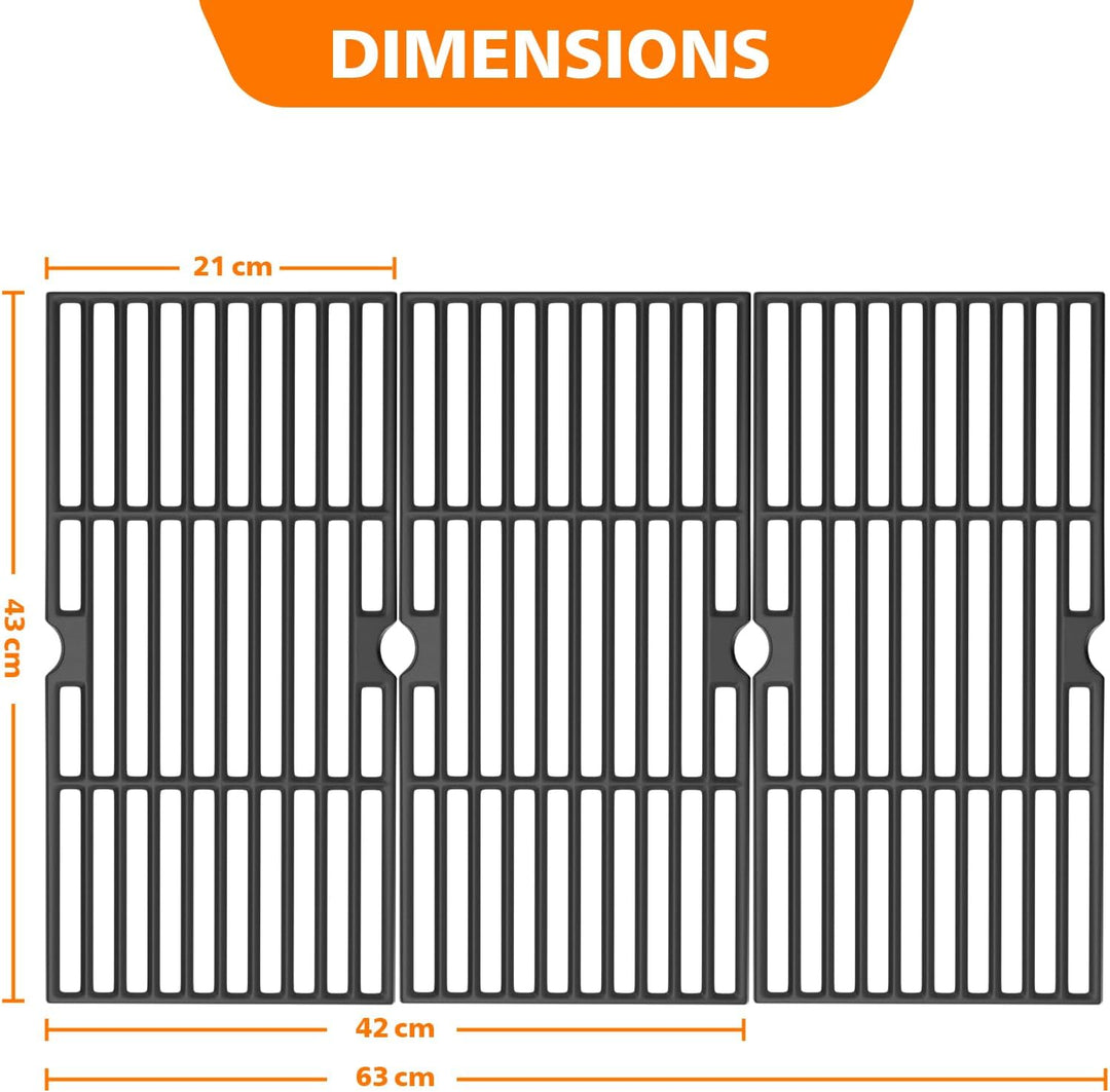 GFTIME Gusseisen Grillrost 43 x 63cm für Enders Boston Pro 3, Enders Monroe Pro 3, Charbroil, Barbec