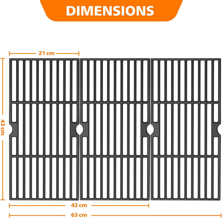 GFTIME Gusseisen Grillrost 43 x 63cm für Enders Boston Pro 3, Enders Monroe Pro 3, Charbroil, Barbec