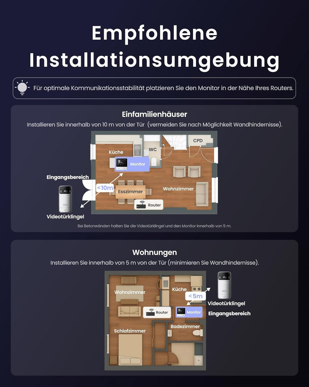 SwitchBot Video Türklingel mit Solarpanel, 2K Türklingel mit Kamera, Smart Türklingel Kamera mit 4,3