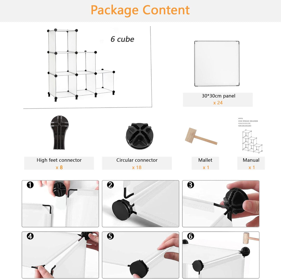 AWTATOS Cube Storage Organizer Closet Shelf Storage Organization Modular 6 Cube DIY Kunststoff quadr