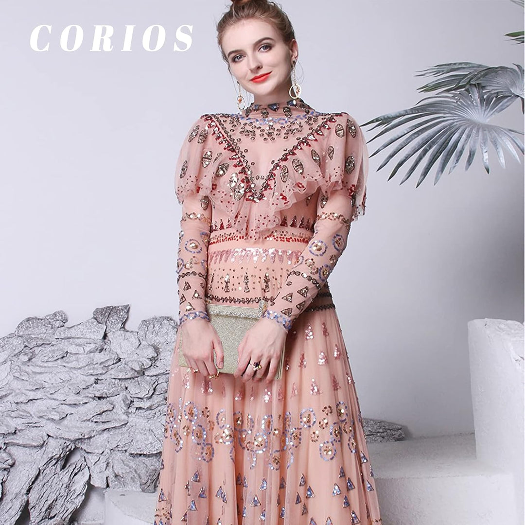 CORIOS Clutch Damen Glitzer Abendtasche Funkelnd Schultertasche Hochzeit Brautbörse Handtasche Glänz