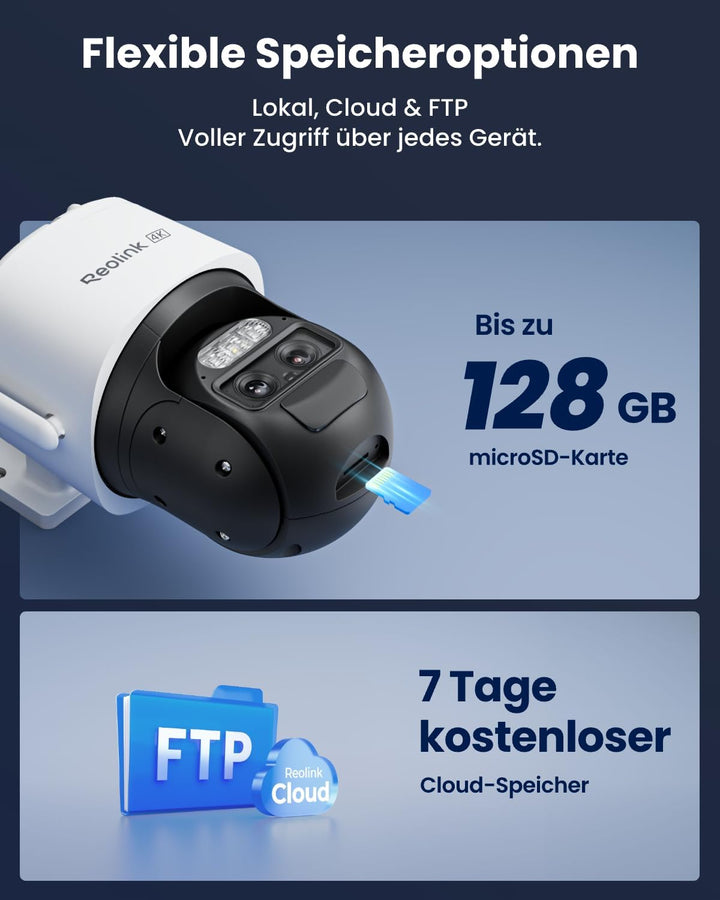 Reolink 3G/4G LTE PTZ Solar Überwachungskamera mit SIM-Karte, Auto-Tracking & Auto-Zoom, Dual-Lens,