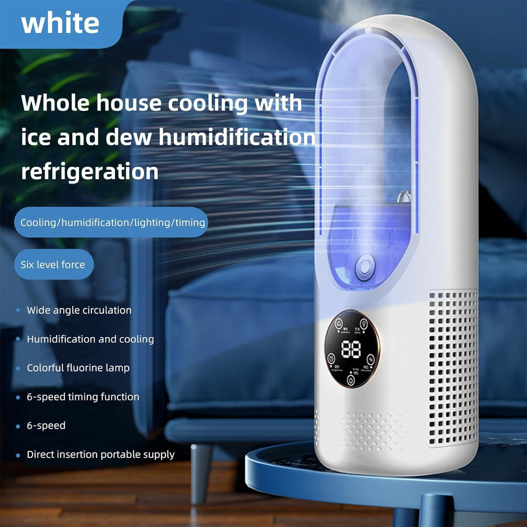 Lamellenloser Ventilator mit 6 Geschwindigkeitsstufen und Timerfunktion, USB-Multifunktionssteuerung