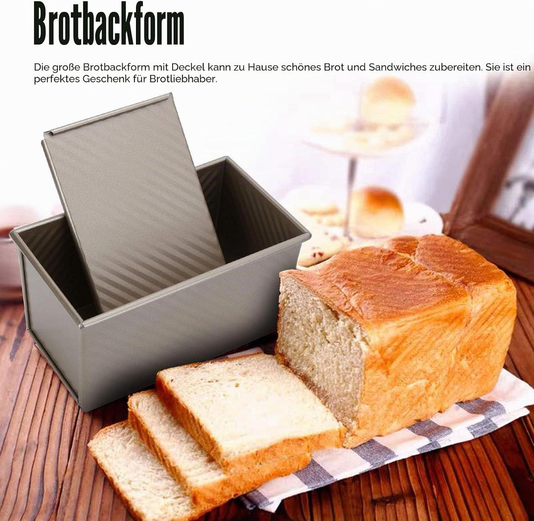 Backform mit Deckel, Toastbrotform Brotbackform Kohlenstoffstahl Brot Kuchen Backen Rechteck Laib Pa