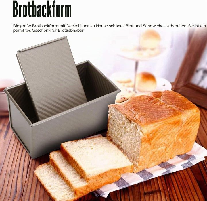 Backform mit Deckel, Toastbrotform Brotbackform Kohlenstoffstahl Brot Kuchen Backen Rechteck Laib Pa