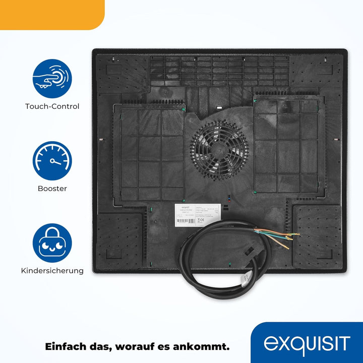 Exquisit Kochfeld EKI 601-2 | Induktion | Touch Control | 4 Kochstellen | Rahmenlos | 7000 W