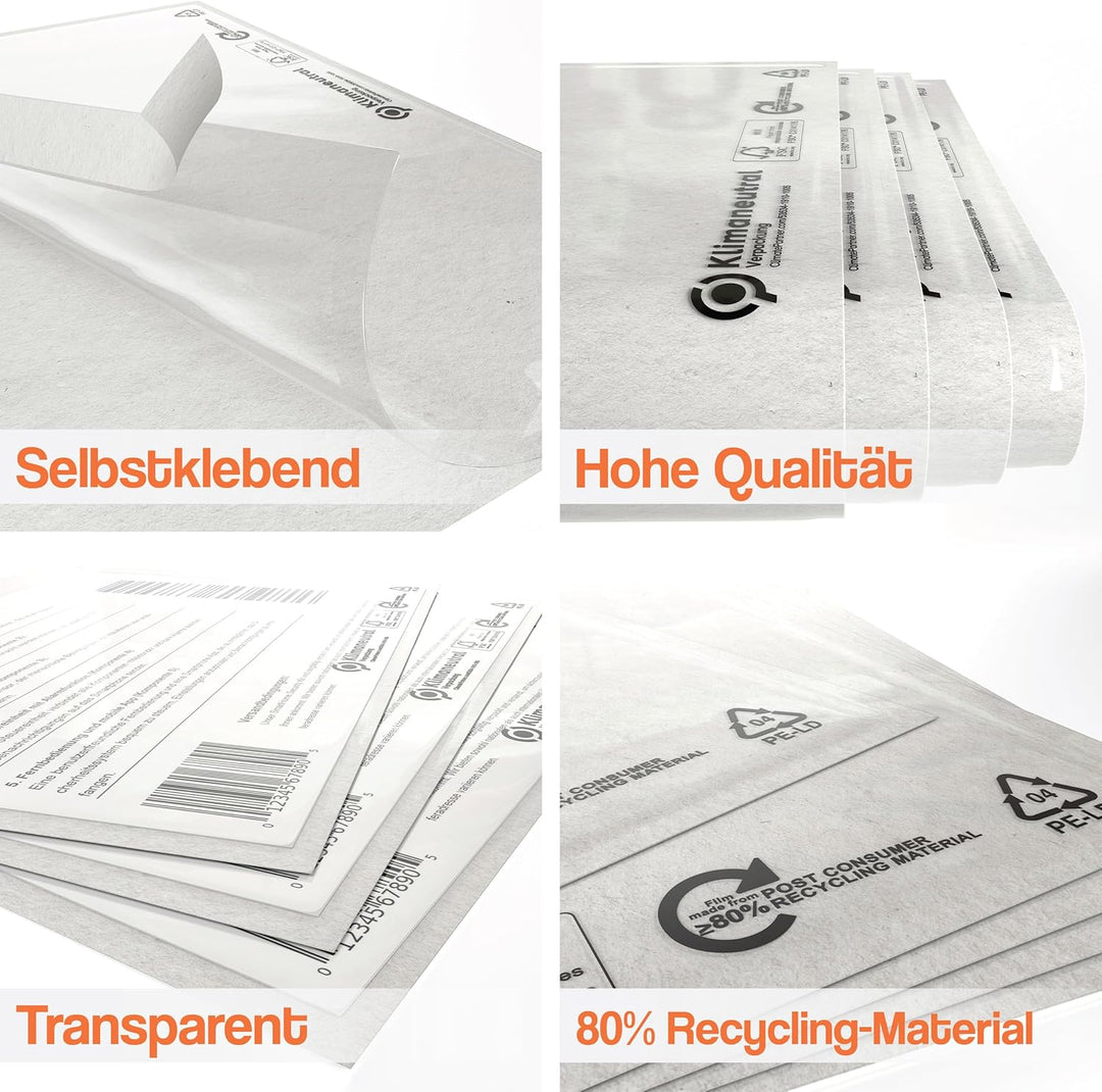 Lieferscheintaschen selbstklebend C5 - Transparente Versandtaschen 100 Stück - Dokumententasche für