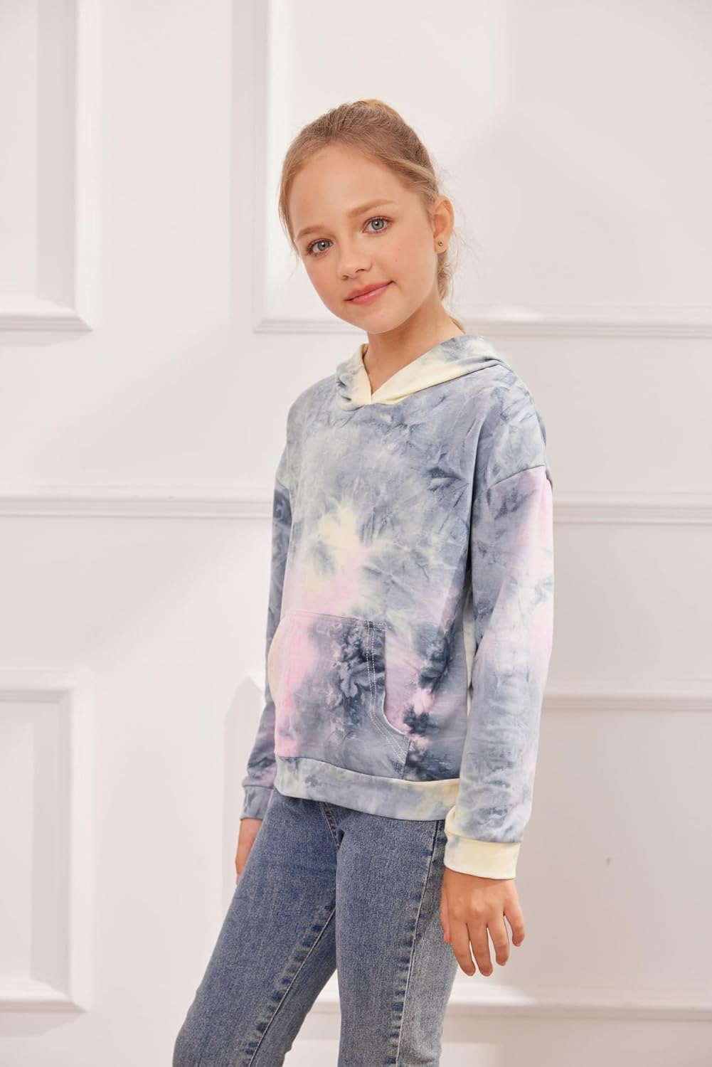 Arshiner Mädchen Hoodie Batik Kinder Pullover Freizeit Mode Sweatshirt mit Kapuze Herbst Winter Lang
