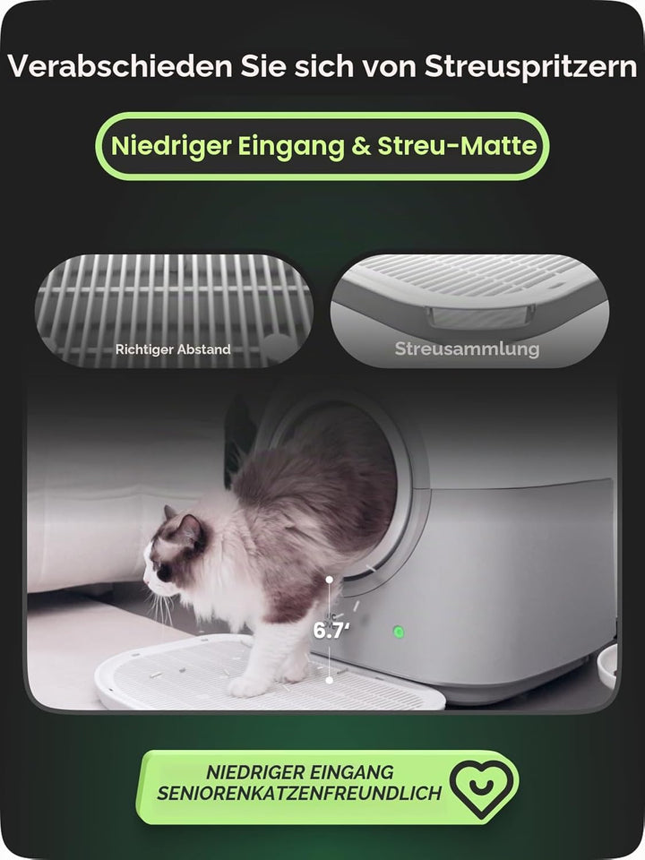 HHOLOVE Katzenklo Selbstreinigend Katzentoilette Gross XXL, Automatisches Katzenklo Elektrisches, AP