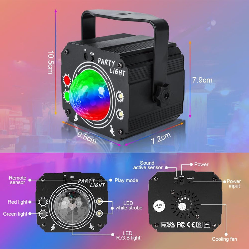 URAQT Discokugel, Discolicht Partylicht mit Fernbedienung 60 Modi LED Musikgesteuert Discolicht Disk