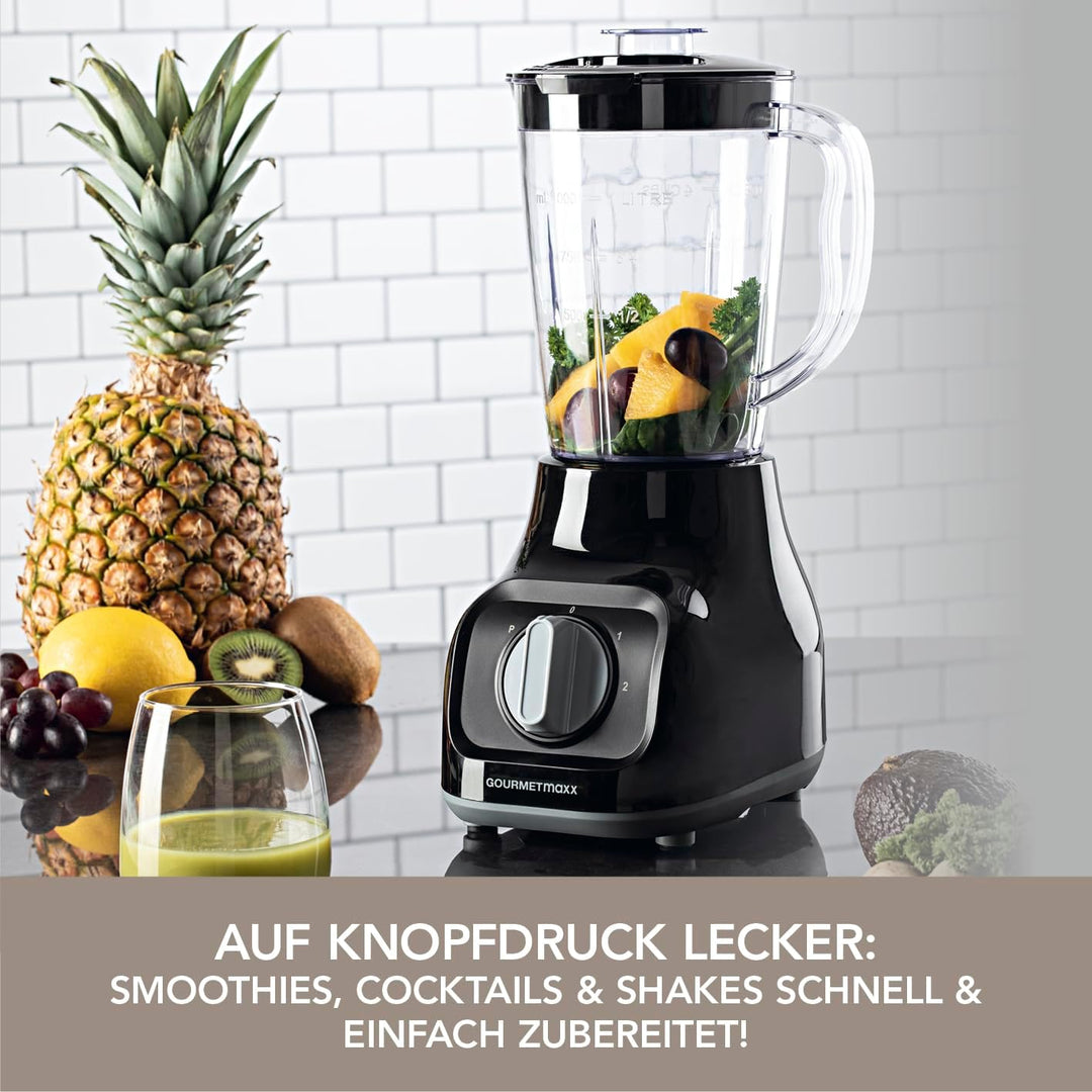 GOURMETmaxx Standmixer mit 4 Edelstahlklingen, 2 Geschwindigkeiten & Pulse-Funktion I Mixbehälter ge