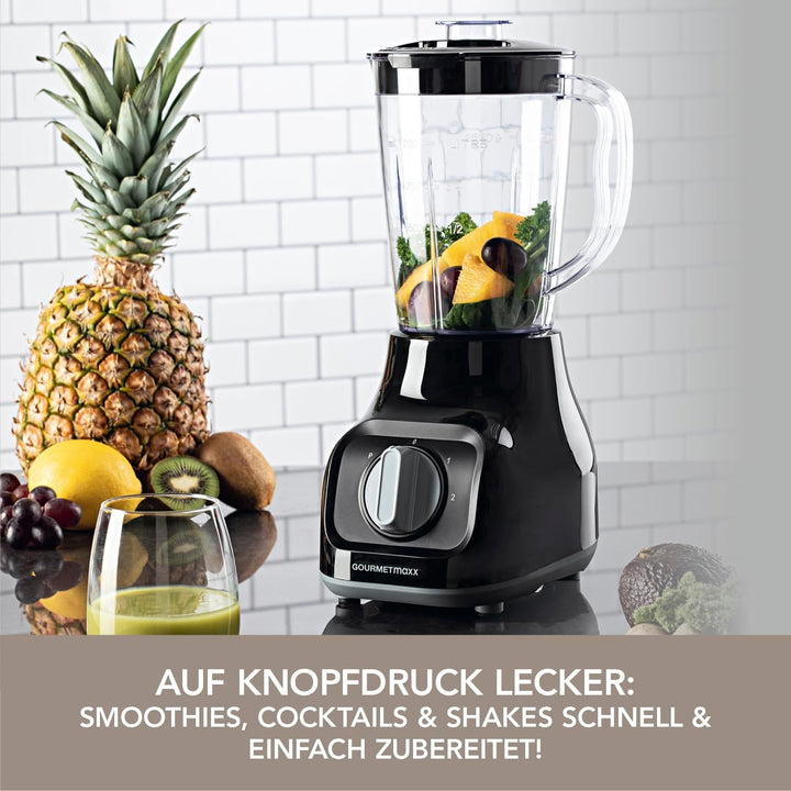 GOURMETmaxx Standmixer mit 4 Edelstahlklingen, 2 Geschwindigkeiten & Pulse-Funktion I Mixbehälter ge