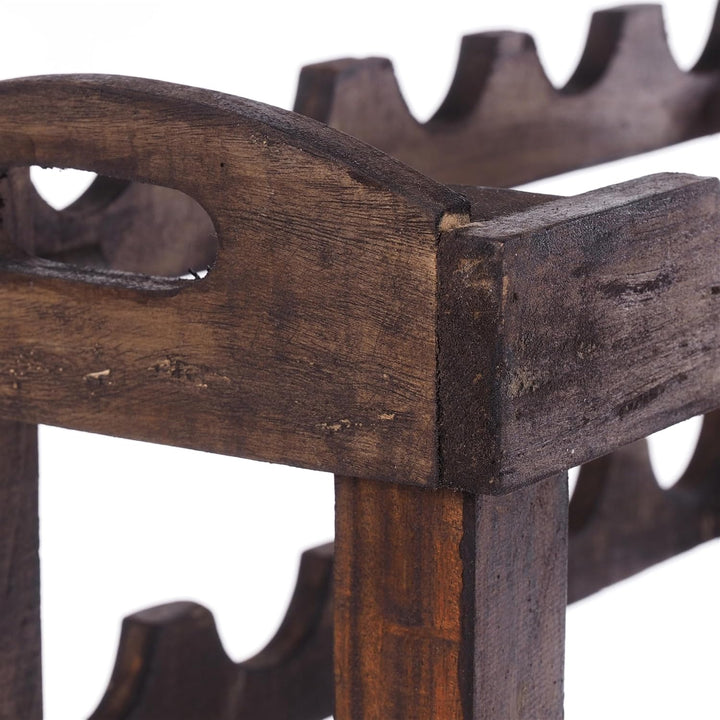 DESIGN DELIGHTS WEINREGAL Rustic | 66x61x24 cm (HxBxT), Recyclingholz, Dunkelbraun | Flaschenhalter,