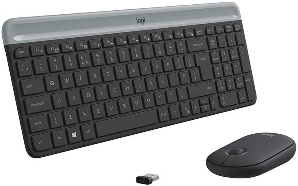 Logitech MK470 Slim Combo Kabelloses Tastatur-Maus-Set, 2.4 GHz Verbindung via Nano-USB-Empfänger, 1