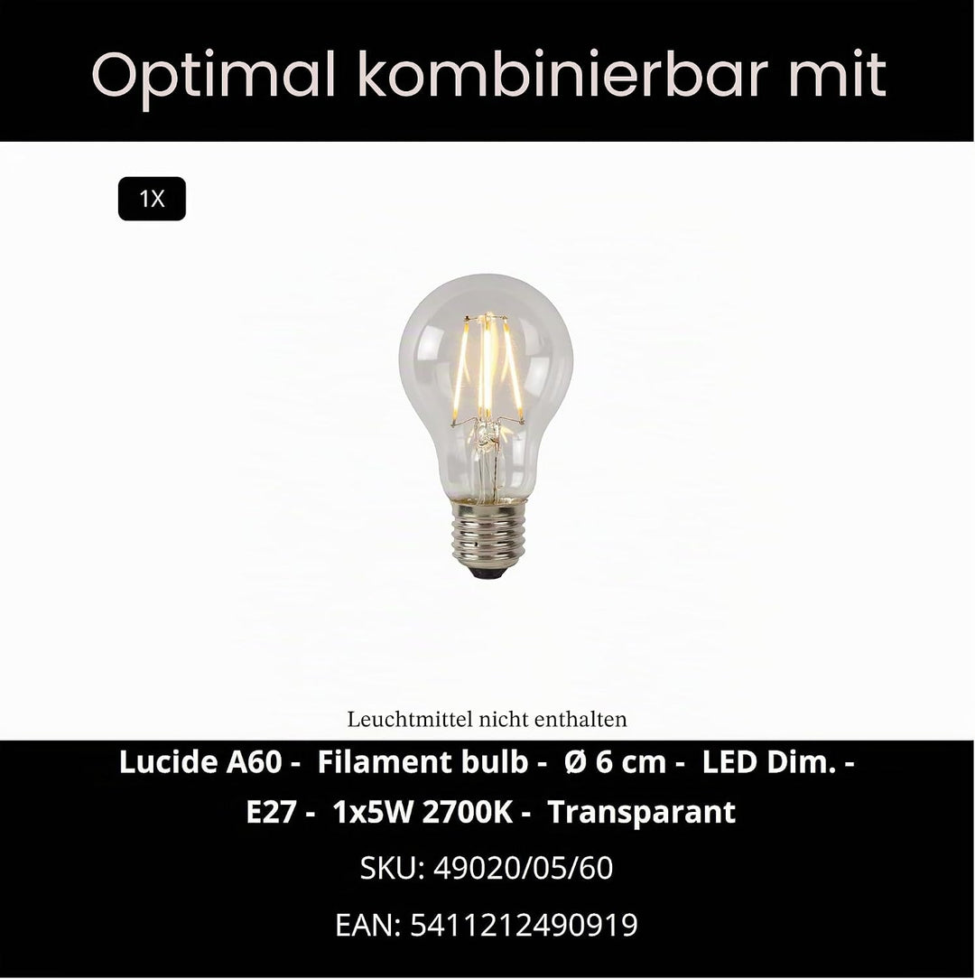 Lucide FIGO - Wandleuchte Aussen - Ø 21,3 cm - 1xE27 - IP44 - Schwarz Black, Black