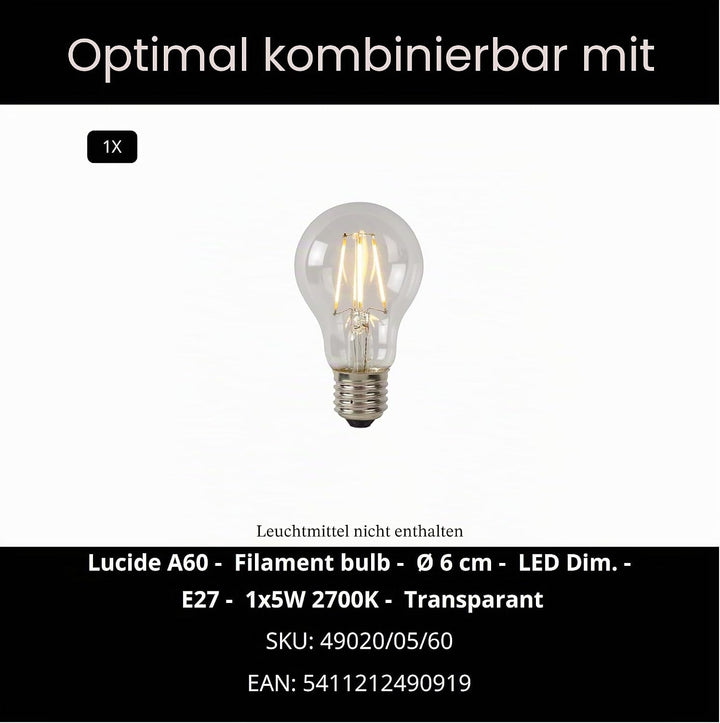 Lucide FIGO - Wandleuchte Aussen - Ø 21,3 cm - 1xE27 - IP44 - Schwarz Black, Black