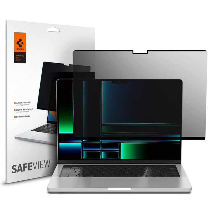 Spigen SafeView Magnetischer Blickschutzfilter für MacBook Pro 14 Zoll (ab 2021, M3 / M3 Pro / M3 Ma