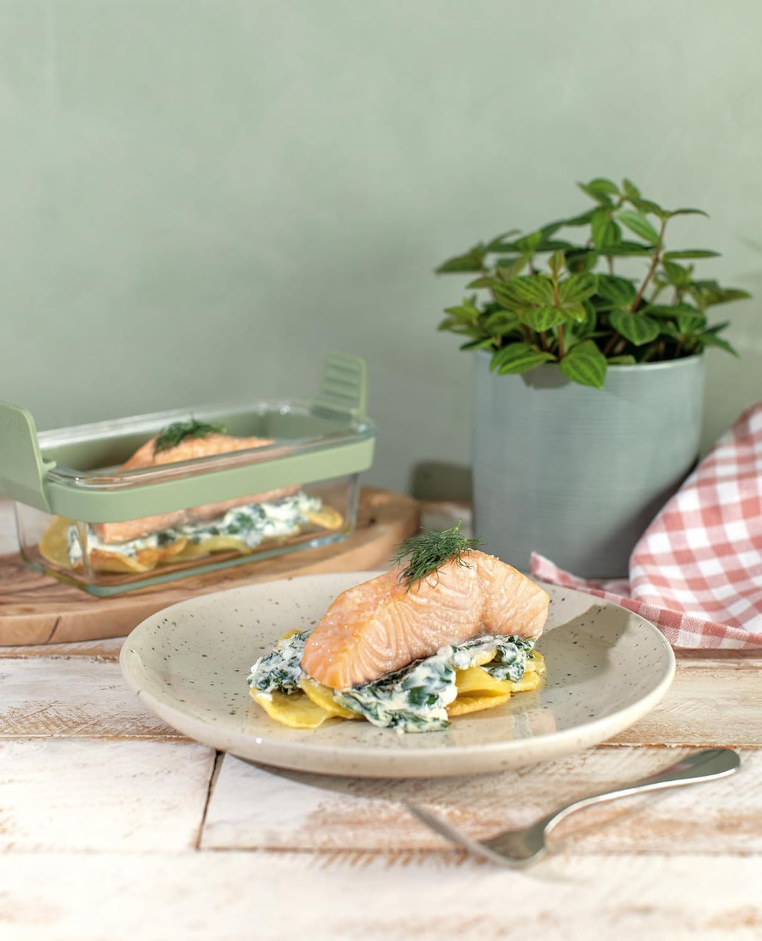Lékué Rechteckige Körbe aus transparentem Glas für Air Fryer, 2 Stück, Rechteckige Körbe