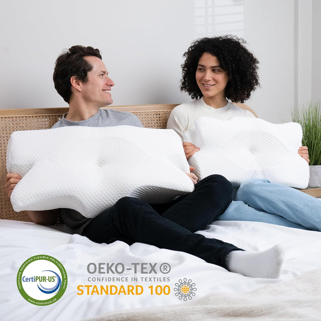 Elviros Orthopädisches Nackenkissen aus Memory Foam, Ergonomisches Kopfkissen Nackenschmerzen, für R
