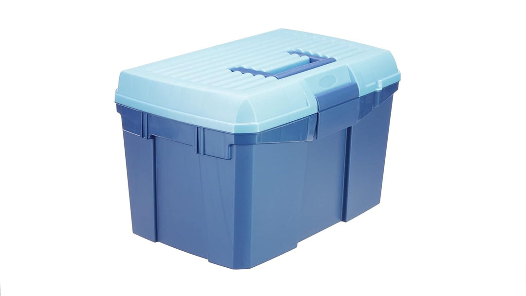 Kerbl Putzbox blau mit Inhalt (für Pferde, Pferdebürsten, Mähnenbürsten, Putzkiste mit Bürsten, Pfer
