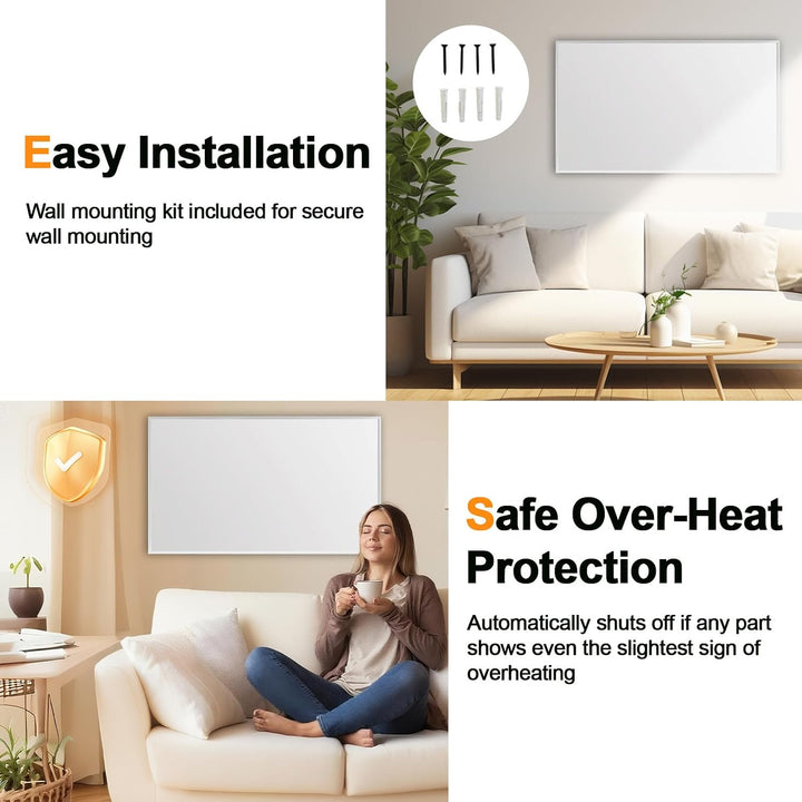 Infrarotheizung Deckenmontage 600 Watt mit Smart Steuerung, Energiesparende Infrarot Wandheizung - E