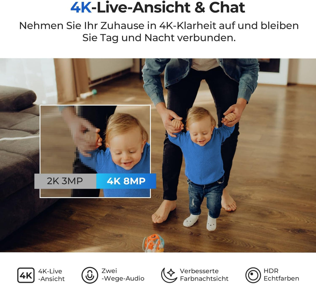 IMILAB 4K 8MP Innenkamera, 360° Überwachungskamera für Haustiere/Babys mit Xiaomi Home App, Kabelgeb