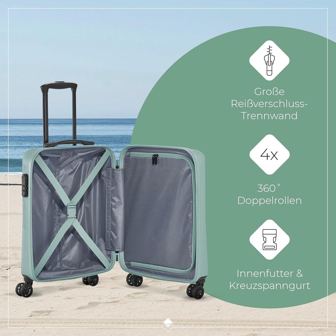 travelite 4-Rad Handgepäck Koffer klein 37 Liter, Gepäck Serie BALI: ABS Hartschalen Trolley erfüllt