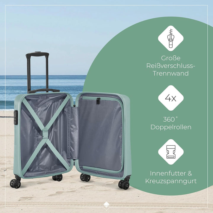 travelite 4-Rad Handgepäck Koffer klein 37 Liter, Gepäck Serie BALI: ABS Hartschalen Trolley erfüllt