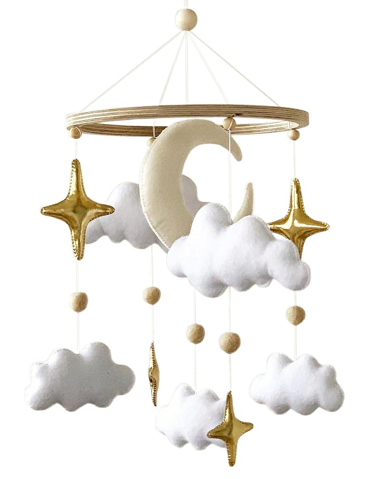 BABYLEDO Mobile für Babybett mit Geschenkbox, Traumfänger, Bettglocke, Holz, Babyzimmer Dekoration,