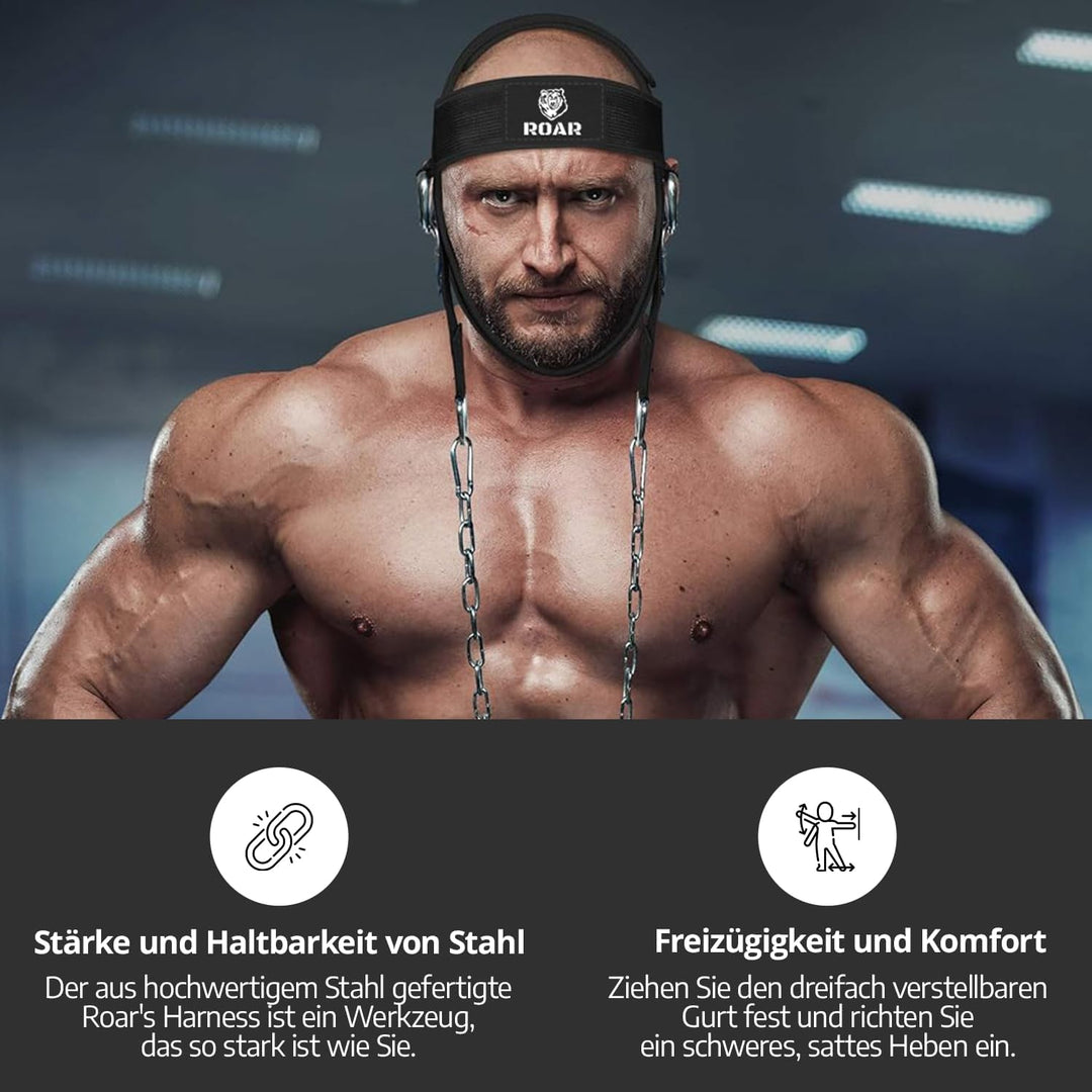 Roar® Halsgeschirr, Gewichtheber-Trainer, dicker Riemen, Hals für Workout-Entwicklung, Hut, Widersta