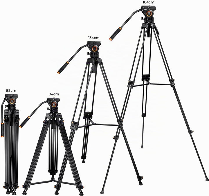 K&amp;F Concept Video Stativ System mit 360° Fluidkopf, Heavy Duty Tripod, Alu Stativ 184cm für Kameras