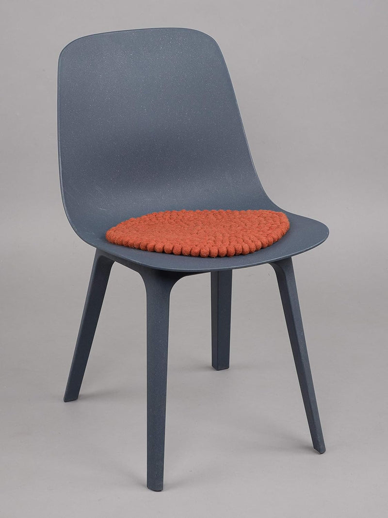 myfelt Filzkugel-Sitzauflage/Stuhlauflage - Lora - rund, 36 cm, Rostrot, Rostrot