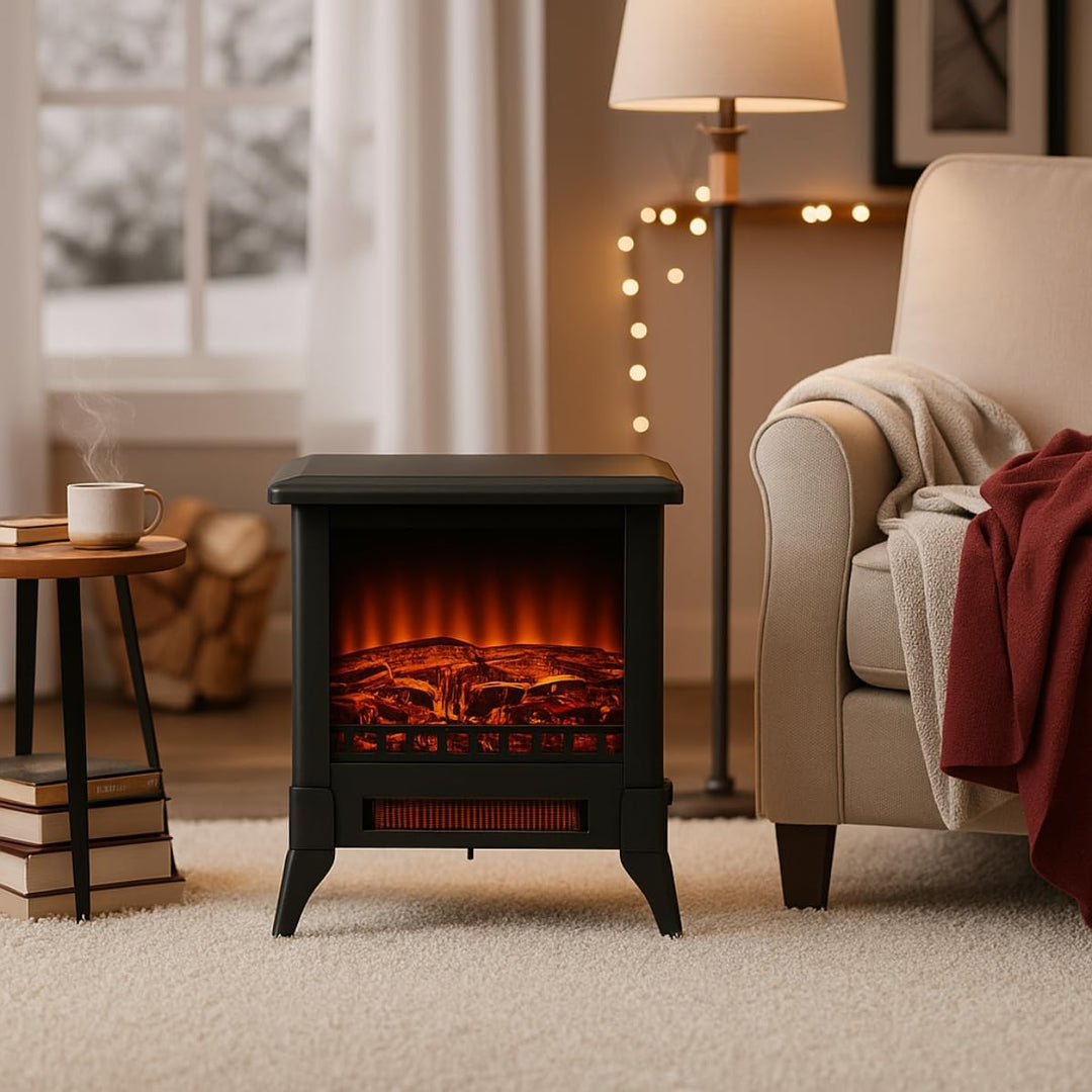 Classic Fire Elektrokamin Verona - Elektrischer Kamin 2000W - mit Heizung und Kaminfeuer - Deko Kami