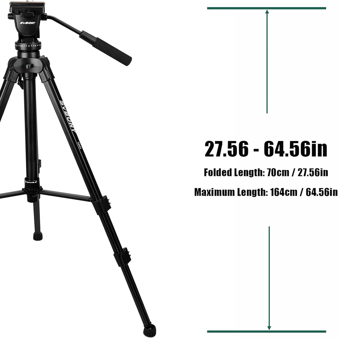 Svbony SA402 Kamerastativ Fluid Head Aluminium, Professionelles Reisestativ mit Schnellwechselplatte
