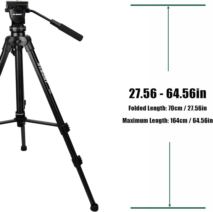 Svbony SA402 Kamerastativ Fluid Head Aluminium, Professionelles Reisestativ mit Schnellwechselplatte