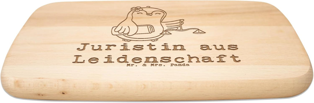 Mr. & Mrs. Panda Schneidebrett Juristin Leidenschaft - Geschenk, Jura Studium, Frühstücksbrettchen,