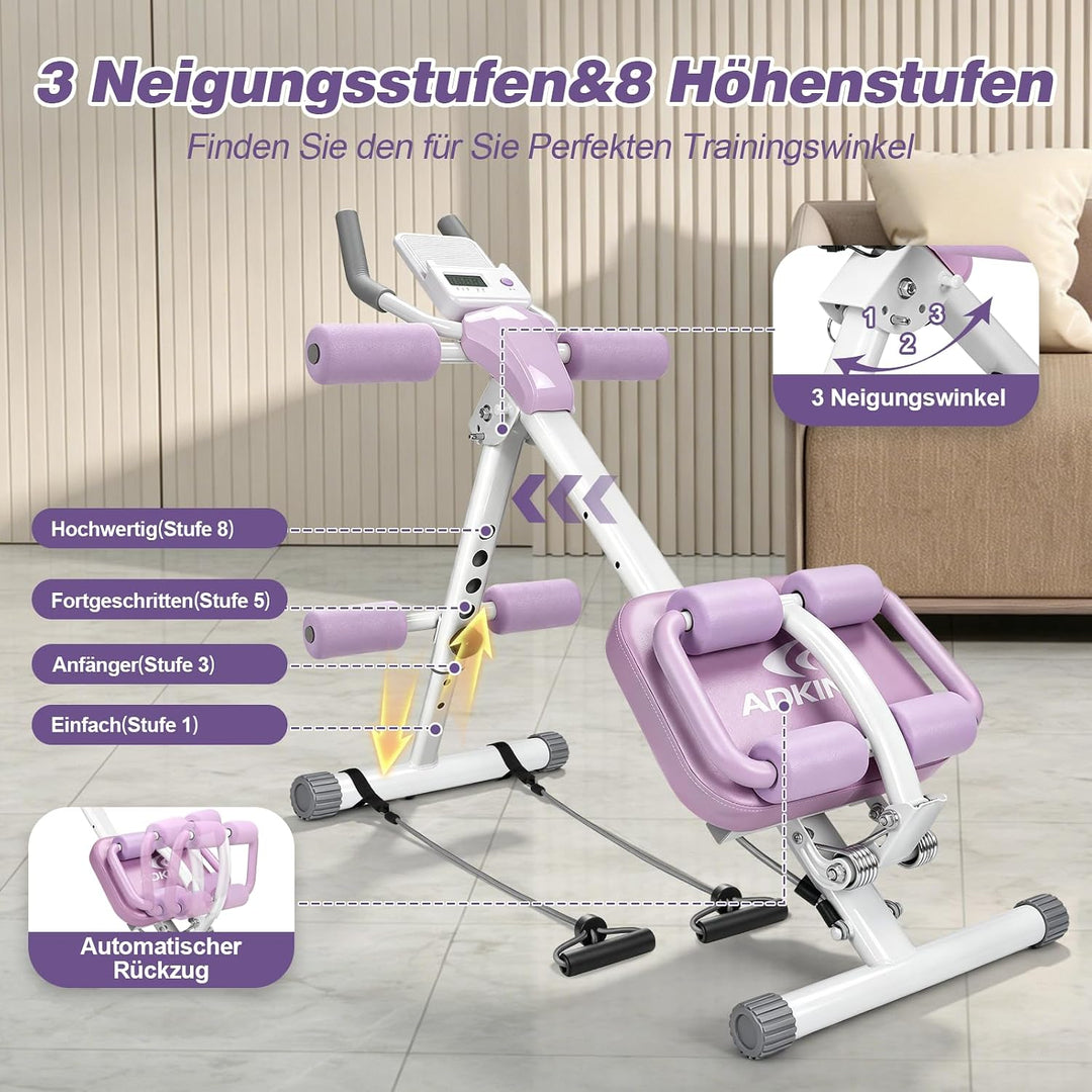 Bauchtrainer für Zuhause Klappbar Bauchmuskeltrainer, Multifunktionale Trainingsgerät für Ganzkörper