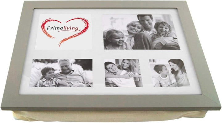 PrimoLiving Knietablett P-786 mit Kissen und Fotorahmen Taupe grau, Grau