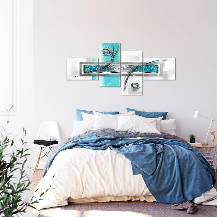 Runa Art Bild XXL 4 Teilig Abstrakt 200 x 100 cm Kunstdruck auf Vlies Leinwand Wanddeko Wohnzimmer S