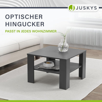 Juskys Couchtisch mit Ablage 60x60x40 cm - Holz, pflegeleicht, robust - Moderner Beistelltisch für Z