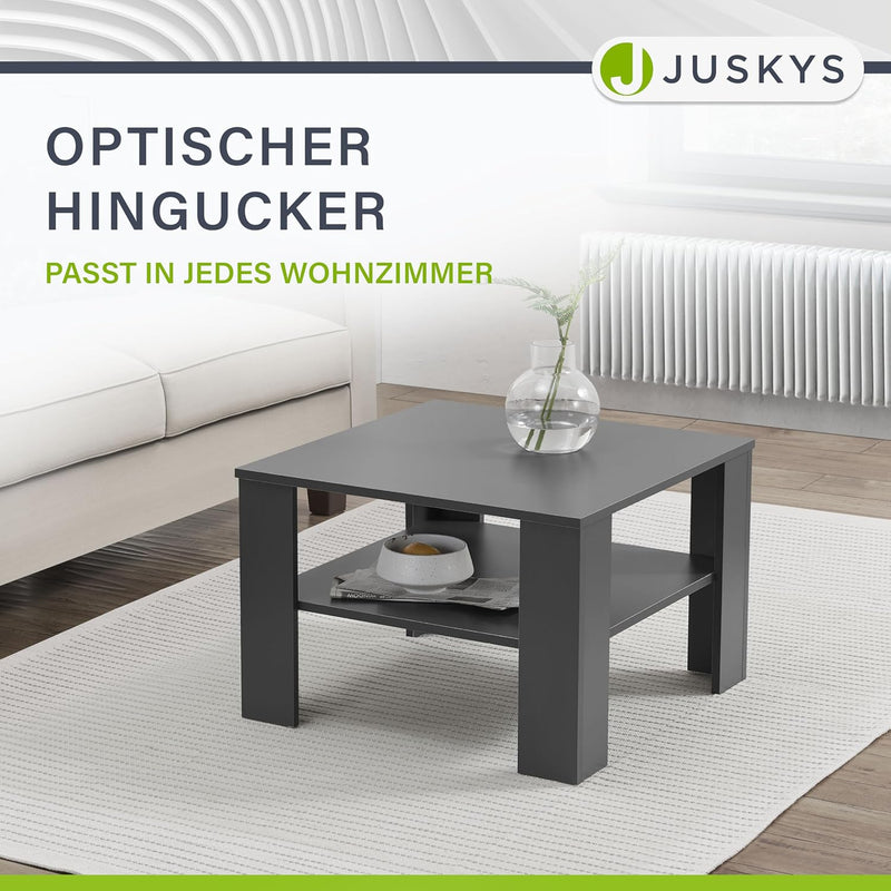 Juskys Couchtisch mit Ablage 60x60x40 cm - Holz, pflegeleicht, robust - Moderner Beistelltisch für Z