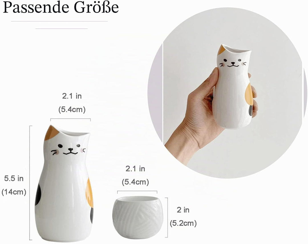 Japanische Keramik Sake Set,Calico Katzen Sake Becher Flasche,2 Sake Tasse, one Sake Topf,Weinflasch